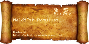 Meláth Romulusz névjegykártya